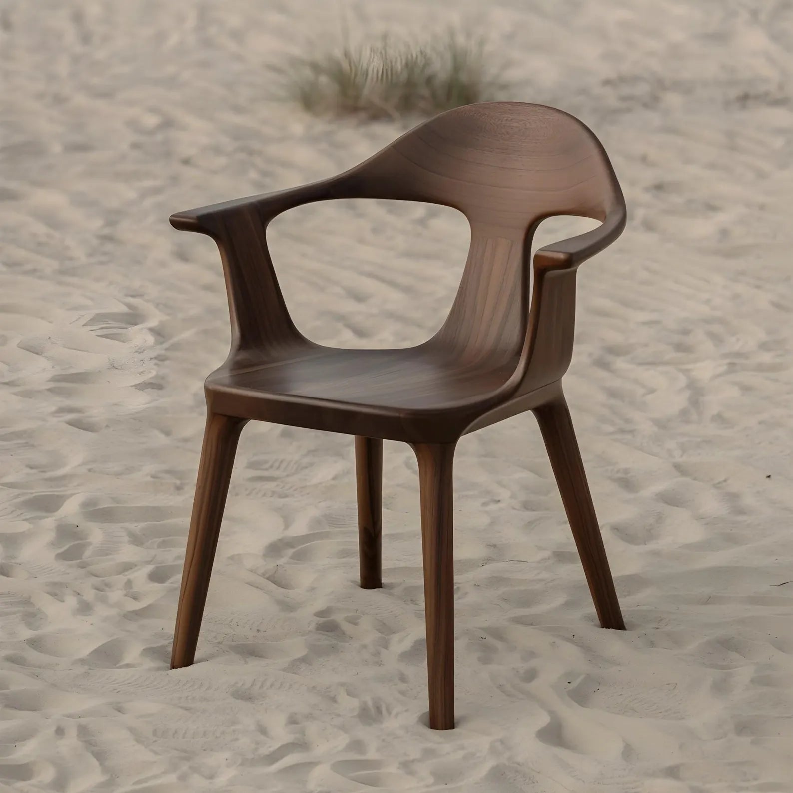 Stunning Wooden Chair Handcrafted From Solid Dark Walnut