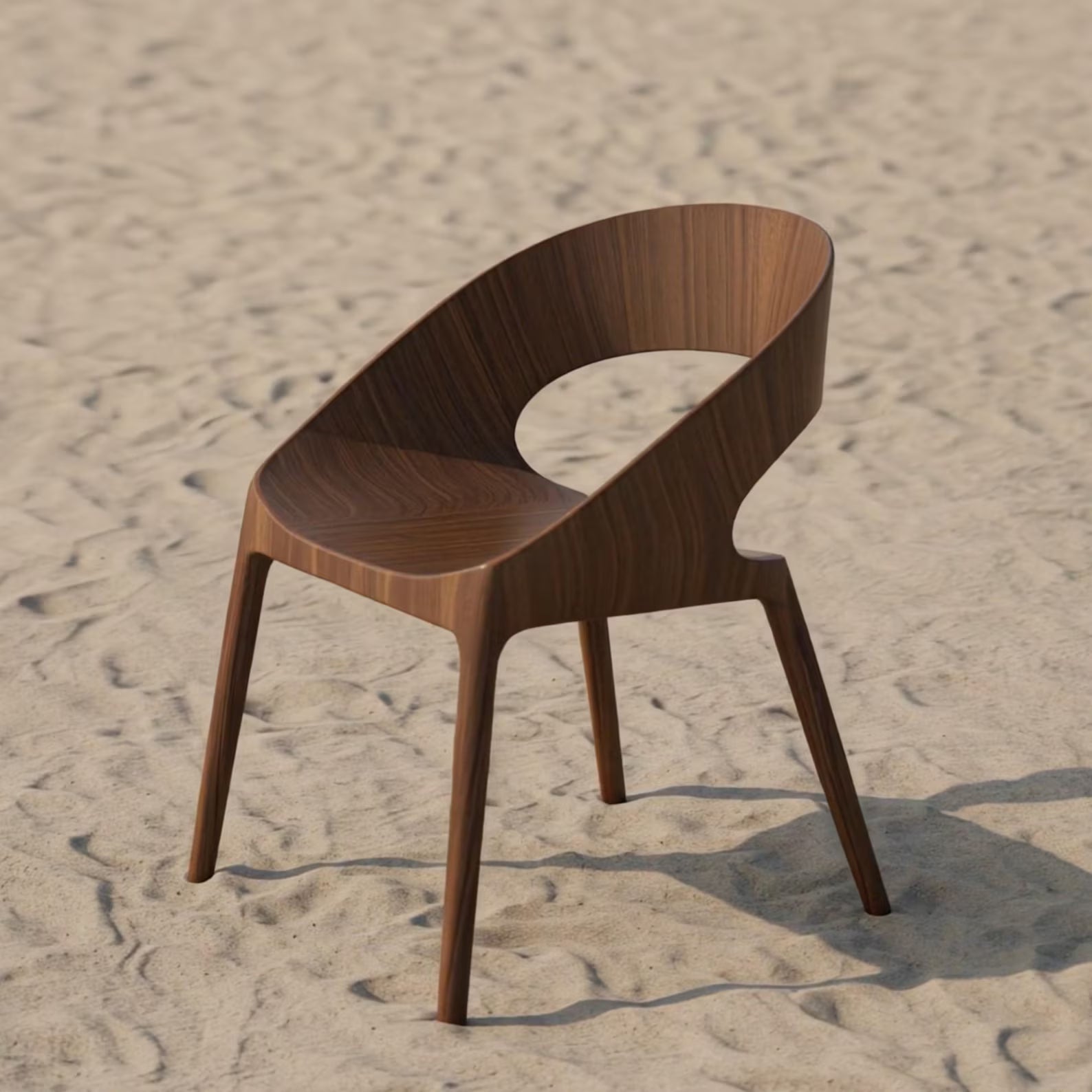 Modern Dining Chair Handcrafted From Solid Dark Walnut