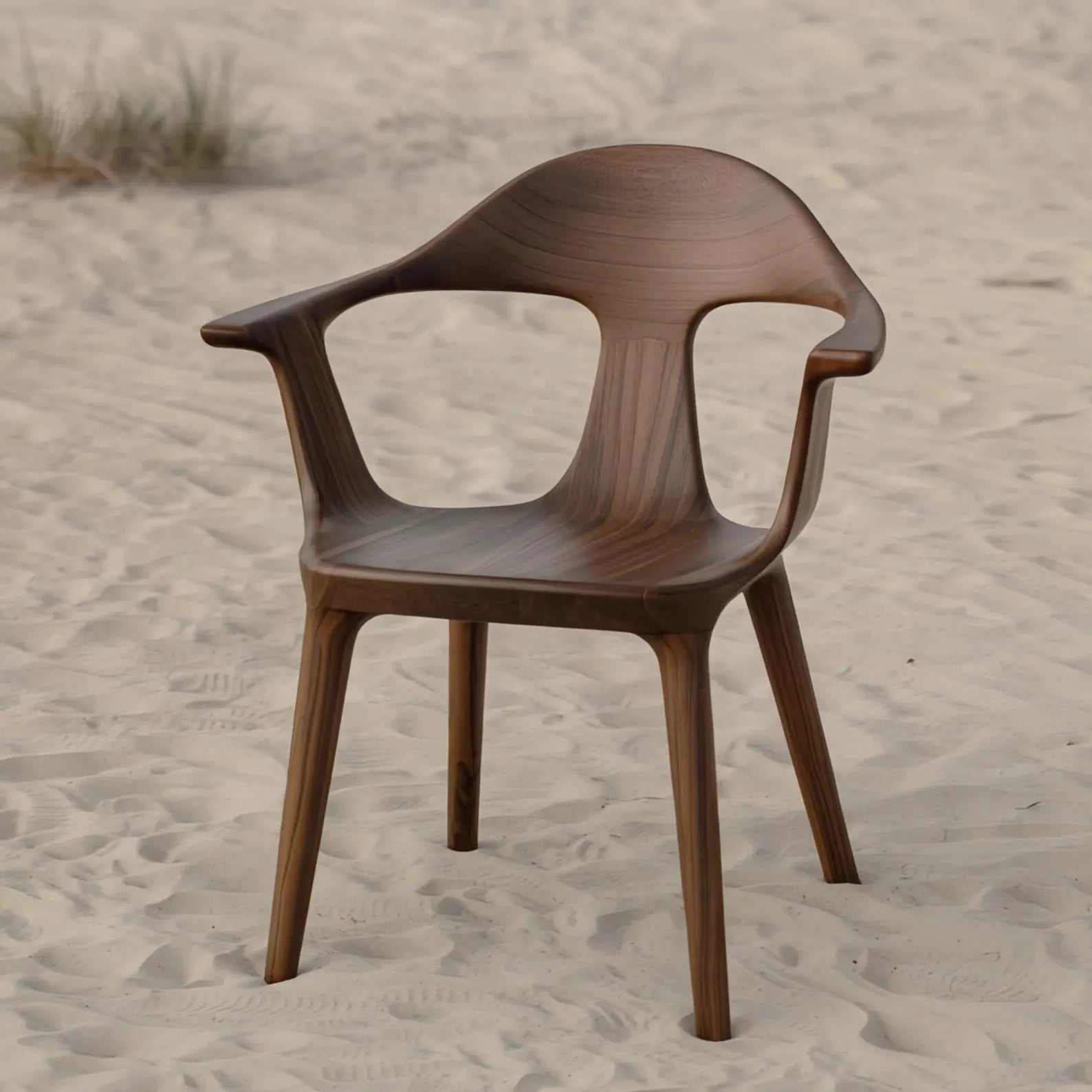 Stunning Wooden Chair Handcrafted From Solid Dark Walnut
