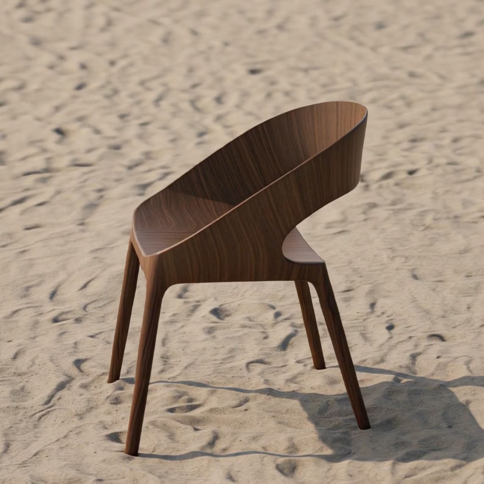 Modern Dining Chair Handcrafted From Solid Dark Walnut