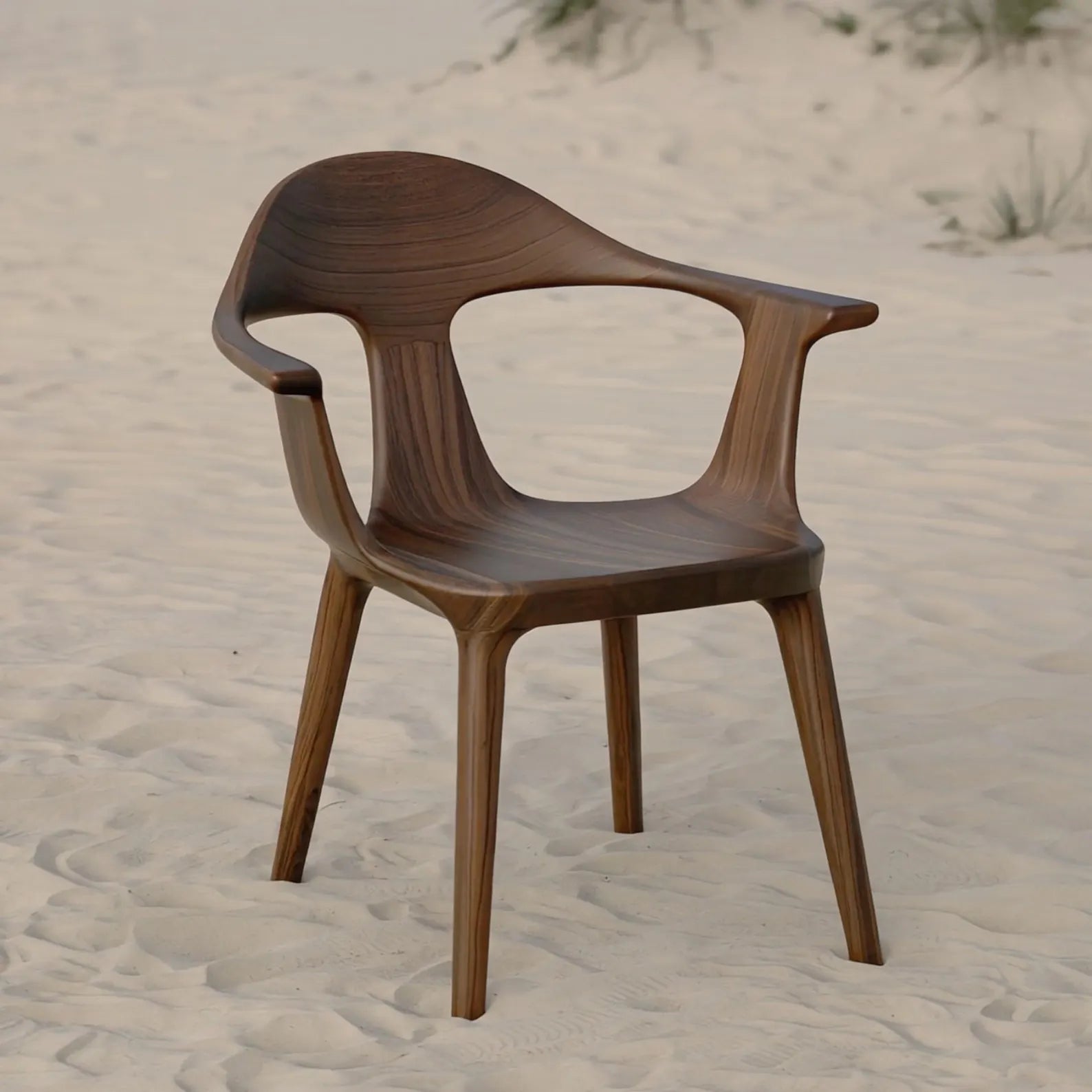 Stunning Wooden Chair Handcrafted From Solid Dark Walnut