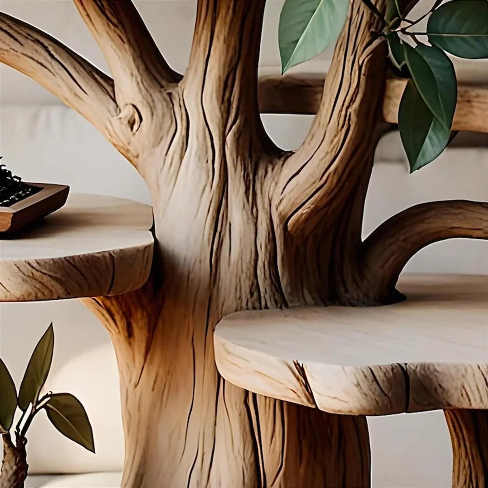 Tree Shaped Coffee Table,Solid Wood Nature Inspired Center Table,Rustic Living Room Furniture,Handmade Wooden Tree Stump Table