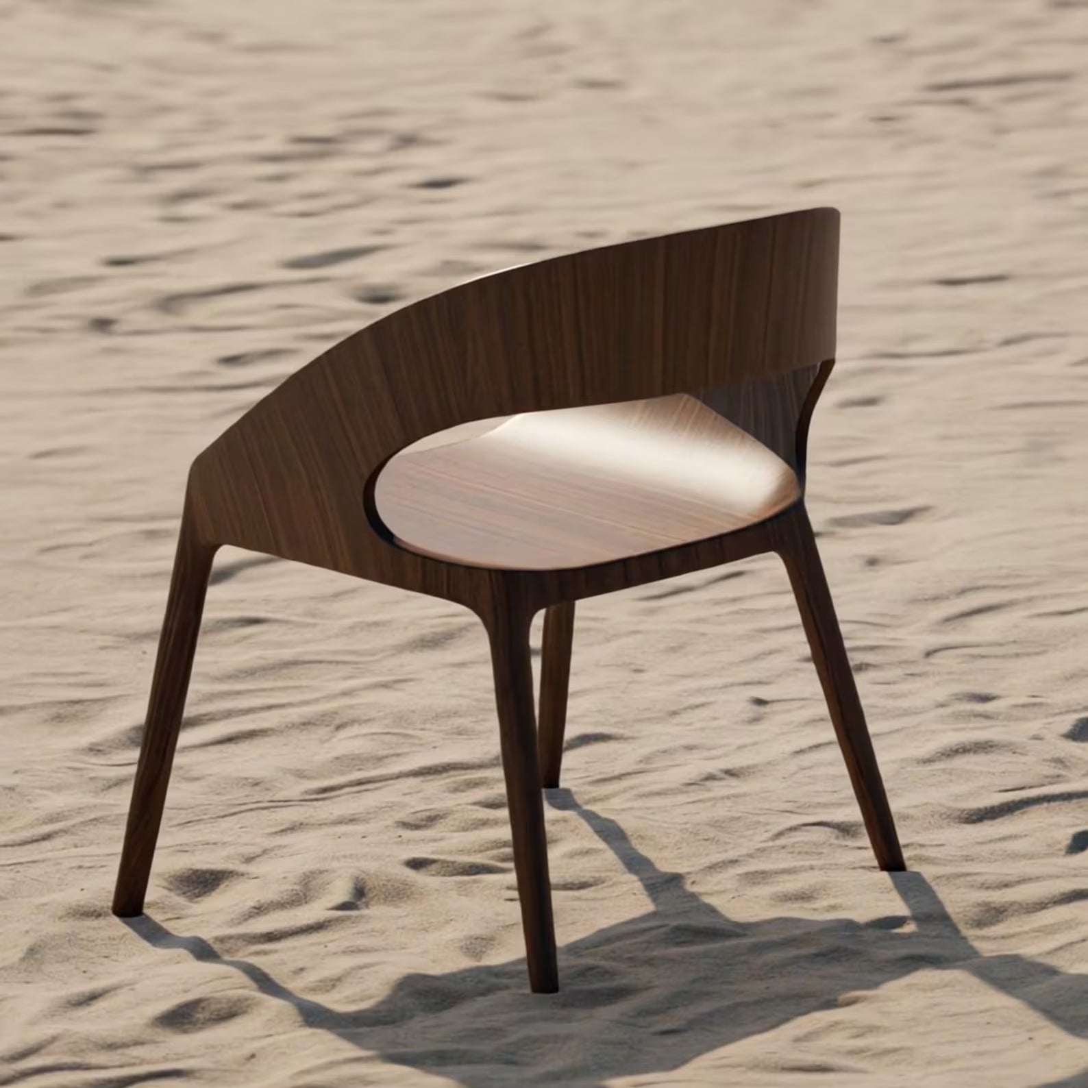 Modern Dining Chair Handcrafted From Solid Dark Walnut