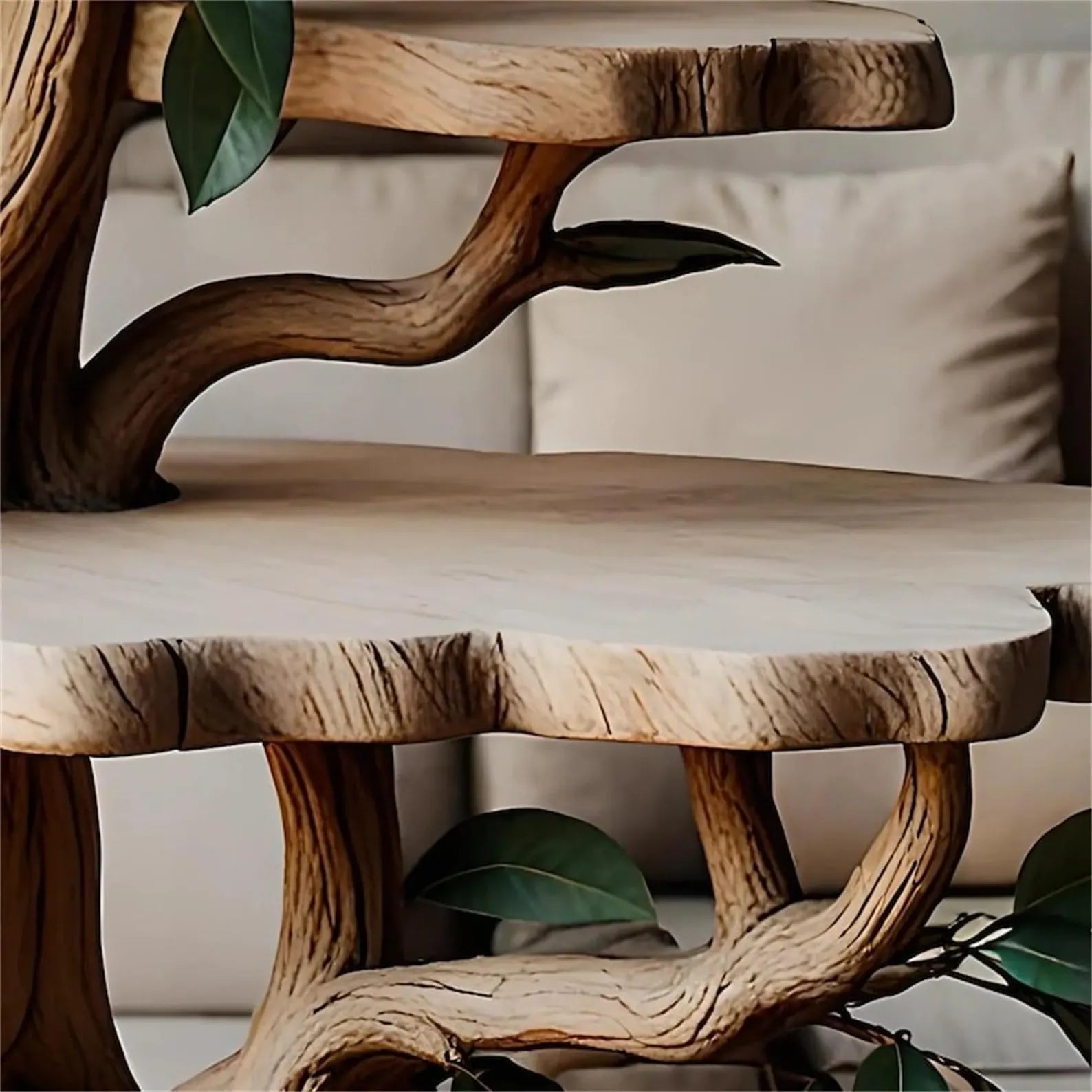 Tree Shaped Coffee Table,Solid Wood Nature Inspired Center Table,Rustic Living Room Furniture,Handmade Wooden Tree Stump Table