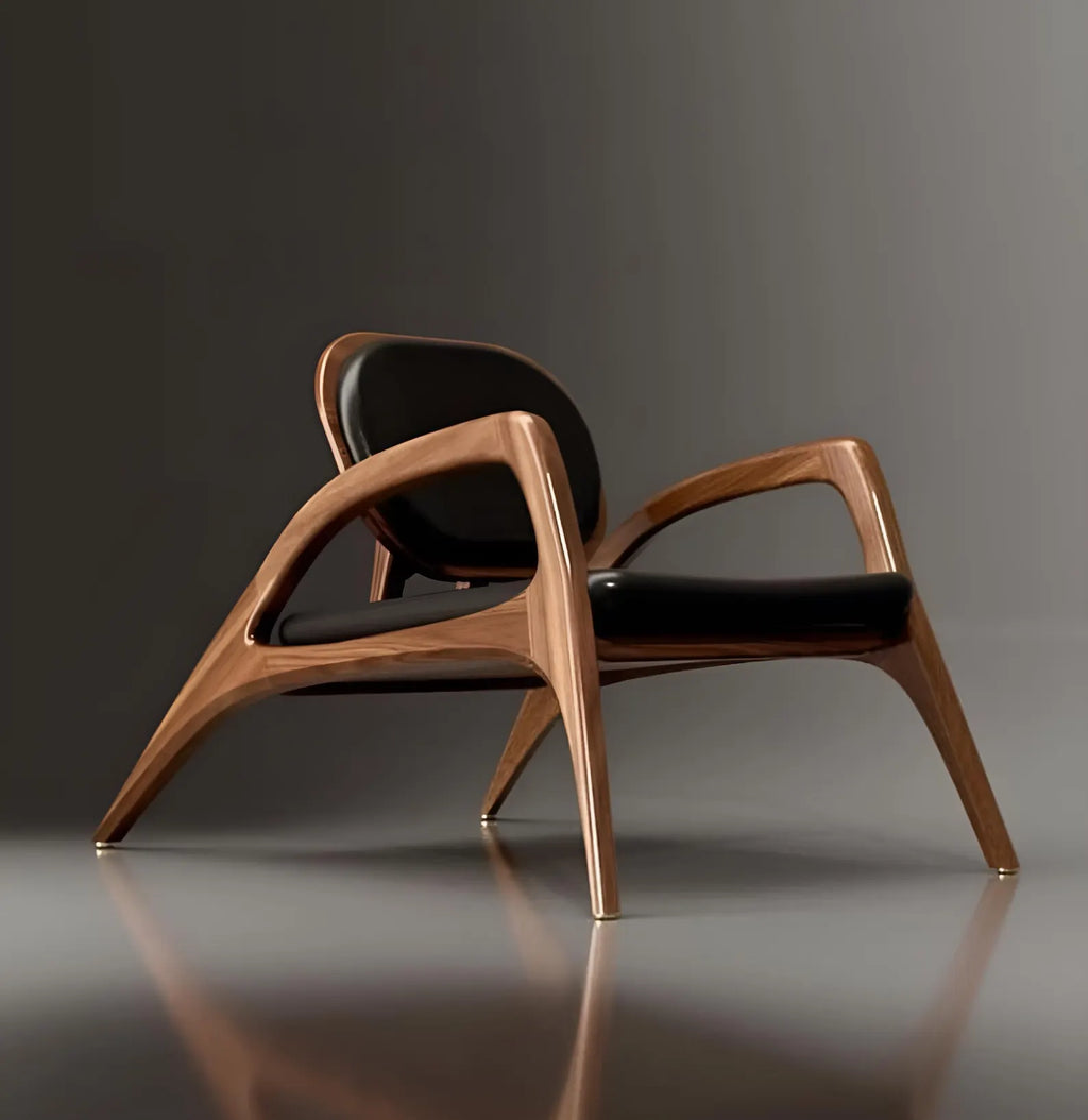 Walnut lounge chair, solid wood sofa chair, leisure single chair, home recliner