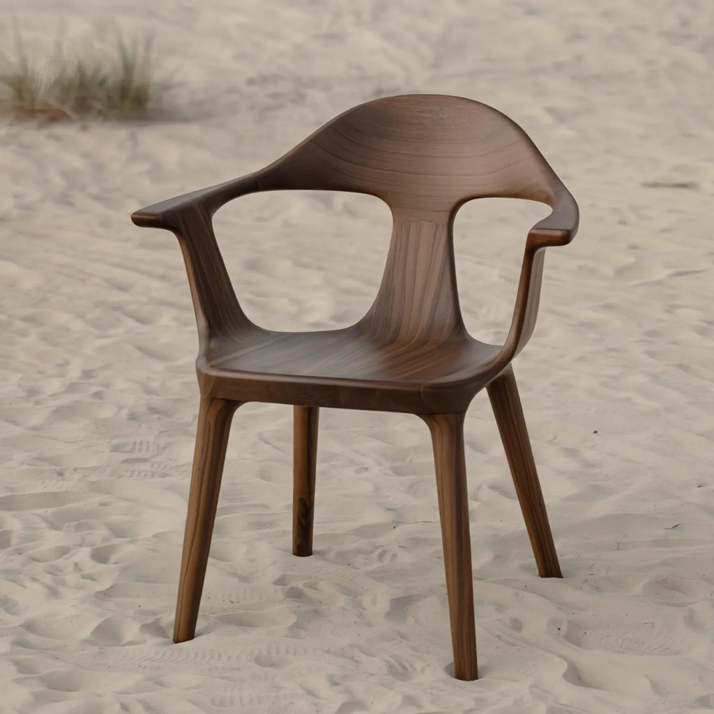 Stunning Wooden Chair Handcrafted From Solid Dark Walnut