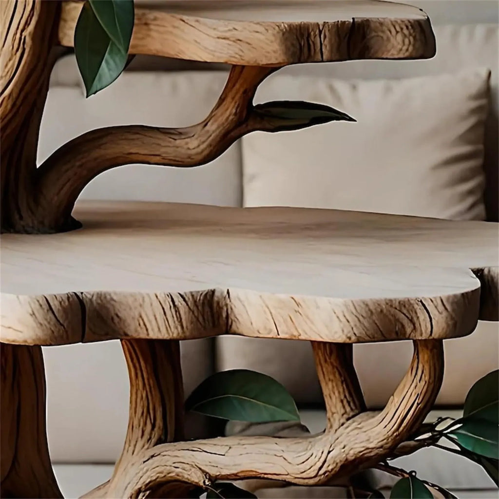 Tree Shaped Coffee Table,Solid Wood Nature Inspired Center Table,Rustic Living Room Furniture,Handmade Wooden Tree Stump Table