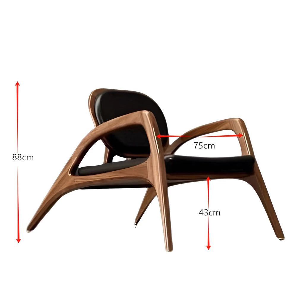 Walnut lounge chair, solid wood sofa chair, leisure single chair, home recliner